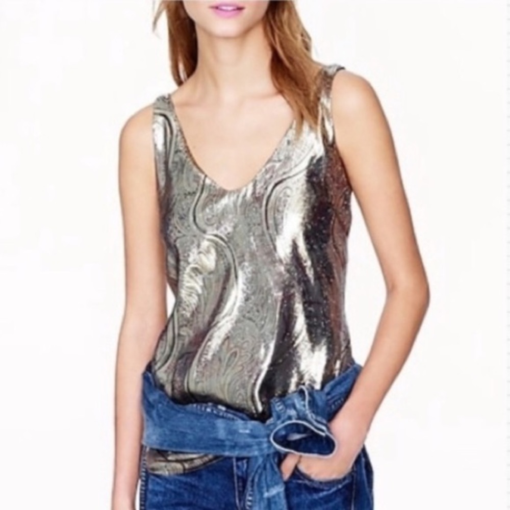 J. Crew Gold Paisley Top